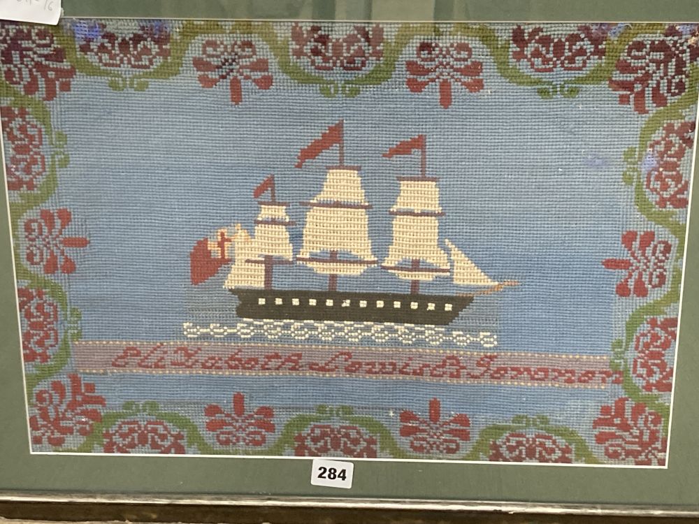 A needlework of a ship, 47 x 31cm